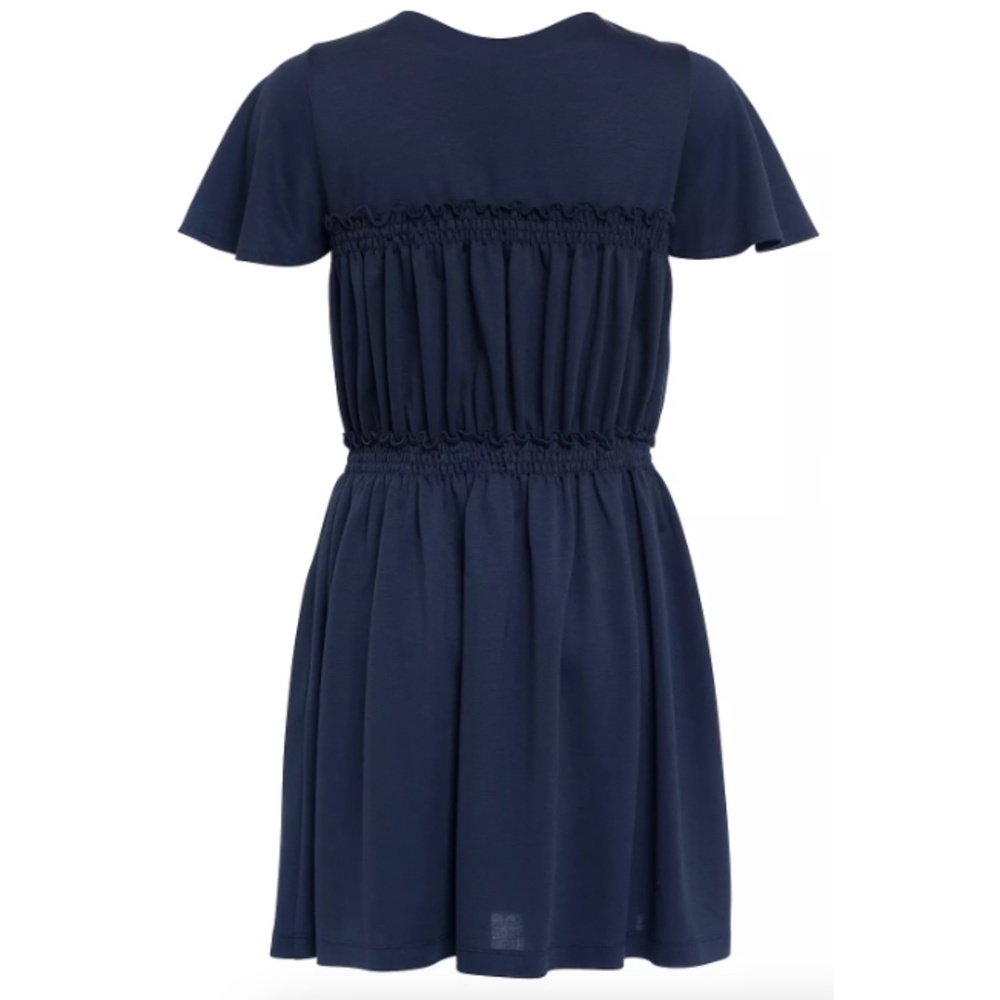 NWT French Connection Aldyth Smocked Jersey Navy Mini Dress Sz. 0 - Picture 8 of 8